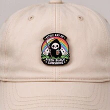 Cartoon Skeleton Death Lapel Pin, Funny Slogan "Little Ray Of Pitch Black Sunshine" Enamel Brooch, Metal Skull Badge For Backpack Jacket Hat, Fun Gift - Multicolor - View 8