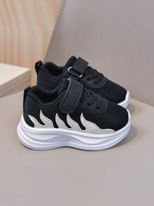Children's Colorblock Sports Shoes, Hook And Loop Thick Sole Casual Shoes, Baby Soft Sole Running Shoes - Black - View 5