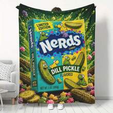 Gel Hut Mun Colorful Worm Gummy Candy Print Flannel Blanket, Soft Lightweight Throw Blanket For Sofa Bed Couch, Cute Sweet Snack Pattern Home Decor Blanket For All Seasons, Polyester Material, Digital Print, 250-300 G/M², Mixed Colors, Knitted Fabric - Multicolor - View 1