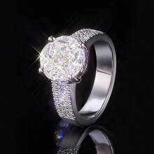 Nhẫn cưới nữ sang trọng mạ vàng trắng bóng, đính zirconia tròn viền bezel, phong cách cổ điển bền bỉ - Vàng trắng - Xem 6