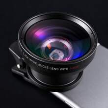 Kit Lente para Celular 2 em 1, Grande Angular 0.45X + Macro, Lente Externa para Câmera de Smartphone com Clipe e Bolsa de Armazenamento - preto - Visão 5