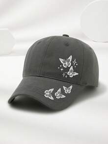 MAKEFGE 1pc Classic 6-Panel Baseball Cap - Butterfly & Star Print Pattern - Soft Crown Adjustable Sun Hat For Women & Girls, Daily Wear,Beach,Travel - A - View 9