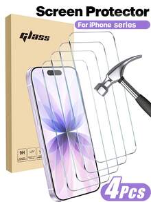 4Pcs High Transparent Clear Shatterproof Wear-Resistant Tempered Glass Full Screen Protective Film Compatible With Iphone 18Pro Max/18Pro/17/16/15/14/13/12/11, High Clarity Cellphone Screen Guard Film, Popular Mobile Phone Screen Protector Accessorie - Clear - View 1
