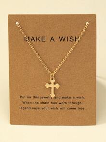 1pc Fashionable Zinc Alloy Geometric Cross Pendant Necklace, Suitable For Women's Daily Wear - Gold - View 6