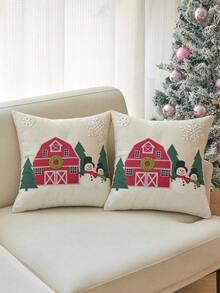 LCUHPCL Christmas Santa Claus House Snowman Embroidered Pillow Case 1pc And 2pcs Home Decor For Sofa Bedroom Living Room Party - Multicolor - View 19
