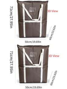 1pc Extra Large Capacity Storage Box, Closet Organizer, Wardrobe Storage, Clothing/Blanket Storage, College Dorm Essential, Storage Room Container, Toy/Christmas Gift/Christmas Wreath/Christmas Ball Storage Bag, Laundry Basket - Brown - View 14