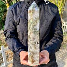 1pc Natural Moss Agate Tower - Multicolor - View 18