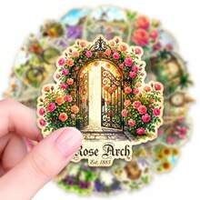 50pcs Vintage Garden Landscape Graffiti PET Stickers, Self-Adhesive Decorative Labels, Stationery Stickers Suitable For Scrapbooking, Journaling, Notebook Making, Card Making, Gift Wrapping, Planner And Creative Projects - one-size - View 9