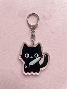 1Pc/6Pcs Animal Hospital Acrylic Keychains, Q-Version Cartoon Black Cat In Suit And Holding Knife Other Unique Patterns, Car Key Pendant, Ita Bag Accessory, Daily Decoration, Halloween Gift, Birthday Gift, Christmas Gift, Party Favor, Graduation Gift, Back To School, Exquisite Collection, All Season - Multicolor - View 8