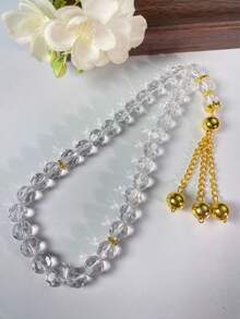 1pc 33pcs Multicolor Faceted Faux Crystal Tasbih Prayer Beads With Gold Chain, Bell And Tassel, Muslim Prayer Beads - Multicolor - View 5