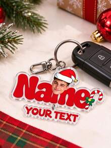 Personalized Christmas Keychain, Custom Name Acrylic Keyring, Photo Bag Charm, Gift For Kids Family Friends, Holiday Stocking Stuffer - Multicolor - View 7