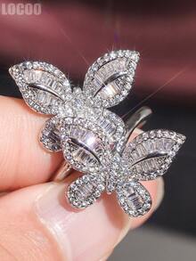 1pc Romantic Cubic Zirconia Ring, Women's Wedding Engagement Party Jewelry, Valentine's Day Gift - 1# - View 1