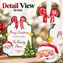 Custom Santa Claus Christmas Gift Tags, Personalized Family Name Holiday Greeting Card, Vintage Red Bow And Christmas Tree Design For Gift Wrapping, Customized 2026 Xmas Present Labels For Family, Customizable Name Festive Gift Tag, Merry Christmas - Multicolor - View 3