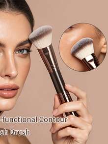 19 PCS Double-Ended Makeup Brush Set With Bag Professional Foundation Powder Concealers Eyeshadow Blush Soft Bristles - Brown - View 9