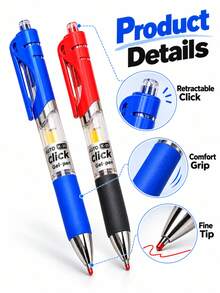 5/6PCS Retractable Neutral Ink Pens, Red Black Blue Three-Color Barrels, Comfortable Soft Rubber Grip, Smooth Writing, Portable Clickable Signature Pens, Suitable For Student Learning, Office, Daily Writing, Note-Taking And School Stationery Supplies - Sets - View 3
