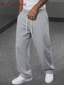 Vancamel Pulse Men's Solid Color Fashion Long Pants, Comfortable Casual Straight Leg Trousers For Daily Wear - Light Grey - View 1