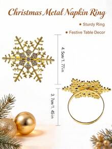 Tkvega • Home 12入聖誕雪花餐巾環，聖誕晚餐餐桌裝飾，適用於房間裝飾、餐桌布置、居家裝飾，適合聖誕節、派對、生日、婚禮及晚餐自助餐桌，優雅簡約裝飾 - 彩色 - 查看 3