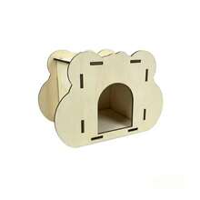 Wooden Hanging Hideout House For Hamsters, Multi-Opening Solid Wood Nest, Universal For Guinea Pigs, Cage Decor Hiding Wooden House For Small Pets - one-size - View 1