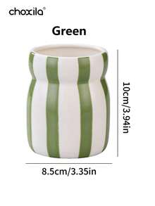 choxila 1pc Decorative Vertical Striped Ceramic Storage Rack, Glossy Hand-Painted Tableware Organizer Basket, Suitable For Kitchen Countertop, Dining Room, Home Decor - Multicolor - View 9