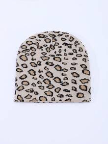 1pc Women's Fashion Versatile Leopard Print Jacquard Knit Beanie Hat, Warm For Autumn/Winter, Suitable For Daily Wear And Outings - A - View 8