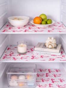 4 Refrigerator Rack Liners, Anti Slip And Easy To Wipe Pads For Refrigerator Cabinets, Pink Bow Print, Kitchen Countertop Protection Drawer Pads - Bow Pattern - View 6