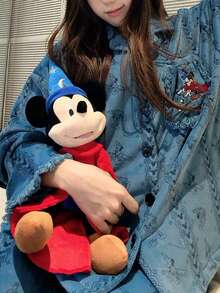 Gongdie 2pcs Disney Mickey Women's Fleece Pajama Set, Blue Plush Loungewear For Autumn/Winter, With Tassel Trim And Pockets - Blue - View 5
