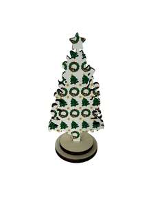 1/5 piezas/Juego Centro de mesa de árbol de Navidad rústico de madera - Estantería vintage de varios niveles independiente, adecuada para chimenea del hogar, repisa, bandeja | Decoración de mesa de árbol artificial para fiestas, adecuada para el hogar y la estantería, decoración navideña - Multicolor - Ver 16