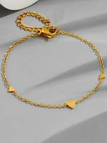 1pc Minimalist Stainless Steel Chain Anklet For Beach Vacation - Yellow Gold - View 6
