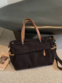 Fashionable Large Capacity Mommy Bag Handbag Shoulder Bag Lightweight Mother & Baby Bag Student Tote Bag - Black - View 9