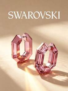 Anting-anting Lingkaran Segi Delapan SWAROVSKI 5680783 Warna Pink, Anting Kristal Minimalis yang Dipersonalisasi, Hadiah Ulang Tahun untuk Pacar - Berwarna merah muda - View 9