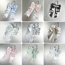 1pc Satin Polka Dot Bow Heart Buckle Bag Charm, Lace Long Ribbon Angel Wings Cross, Anime Idol Support Live Concert Anime Convention Mass-Produced Lolita Ita Bag Badge Holder Portable Collection Accessory, Landmine Style Sweet Girl Accessory - A - View 12