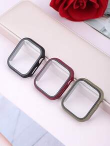 3件組男女通用運動休閒手錶殼，適用於 40mm 41mm 42mm 44mm 45mm 46mm 49mm，防摔防刮硬 PC 與強化玻璃 2 合 1 手錶殼，兼容 Series Ultra SE 12 11 10 9 8 7 6 5 4，3 色組合裝，觸控靈敏，易於佩戴，全方位保護手錶殼 - 橄欖綠+酒紅色+黑色 - 查看 2