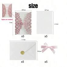 20pcs Gold Glitter Hollow Rose Design Wedding Invitations, Includes Envelopes And RSVP Cards, Pre-Tied Ribbons, Suitable For Weddings, Bridal Showers, Engagement Parties, Anniversaries, Best Gift - one-size - View 10