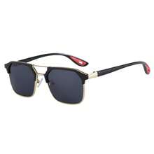 1PC Men's Double Bridge Korean Style Half-Frame Polygon Glasses, Vintage Double Bridge Eyebrow Frame Premium Outdoor Glasses, Unisex Premium Glasses - Multicolor - View 5
