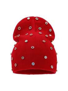 1pc Women's Fashion Versatile Solid Color Letter 3D Embroidered Knitted Beanie Hat, Suitable For Autumn/Winter Warmth, Daily Outfits - A - View 2