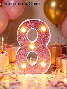 16cm Light Up LED Marquee Number Sign, Warm White Battery‑Operated Digit Light, Tabletop Decor Number Light, 16th 18th 21st 30th 40th 50th Birthday Wedding Proposal Anniversary Christmas Xmas Holiday Party Photo Backdrop Decor Number Night Light - 16cm Deep Pink - View 25