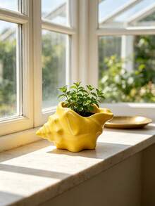 3D Printed Seashell Shaped Planter (Plants Not Included) High-Quality Plastic Material, Interesting Design, Perfect Home For Plants Like Money Plant, Succulents, Home Decor, Room Decor, Outdoor Garden Decor - Multicolor - View 4