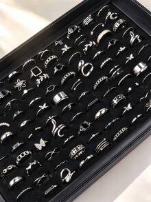 23/49pcs/Lot Fashionable Elegant Butterfly Heart-Shaped Faux Pearl Rings, Romantic Date Gift For Women, Daily Wear Jewelry Accessories - Elegant Small Alloy Ring - View 2
