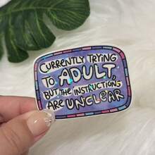 2D Flat Sticker-Tired Of Adulting Sticker Overwhelmed Motivational Sticker Mental Health Sticker Overstimulated Anxiety Stressed Sticker MP3 Player Decal, 2D Flat - one-size - View 10
