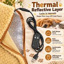 USB Heated Pet Mat, Winter Warm Sherpa Heating Pad With Anti-Bite Cord, Adjustable Temperature & Timer, Washable Overheat Protection Warming Cushion For Cats & Dogs - Multicolor - View 6