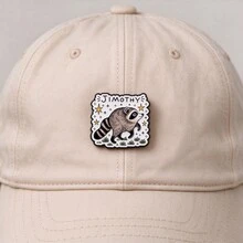 Cute Raccoon Jimothy Enamel Pin, Hand Drawn Style Animal Lapel Brooch, Star Grass Pattern Badge For Backpack Jacket Hat, Cute Gift For Man Women - Multicolor - View 8