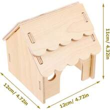 Wooden Hanging Hideout House For Hamsters, Multi-Opening Solid Wood Nest, Universal For Guinea Pigs, Cage Decor Hiding Wooden House For Small Pets - one-size - View 3
