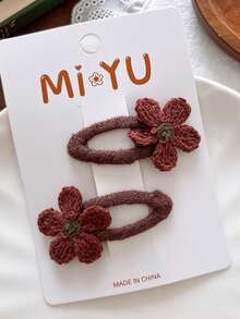 2pcs Embroidered Floral Hair Clips, Sweet Bangs Clips, Side Hair Clips, Hair Accessories - Multicolor - View 5