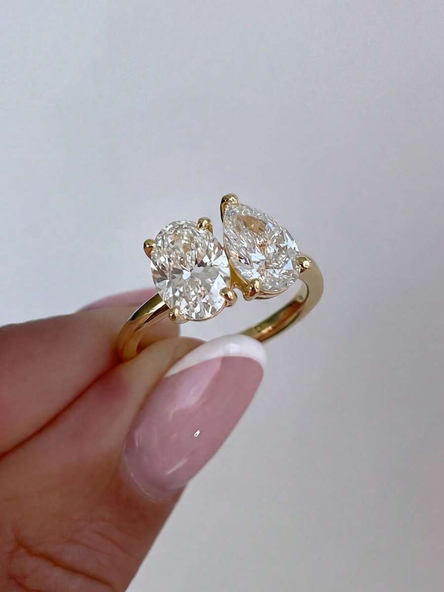 1pc Minimalist Oval Pearl Ring, Exquisite Women's Wedding Jewelry, Inlaid With Luxury Zirconia, Elegant Accessory, Wedding Ring, Bridal Accessory, Engagement Ring, Promise Ring, Gift For Loved One
