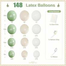 Green & White Balloons - Sage Green & White Balloon Garland Arch Set, Suitable For Birthday, Wedding, Bridal Shower, Anniversary, Thanksgiving, Party Backdrop, Photo Booth, Bohemian Style Decoration - Multicolor - View 6