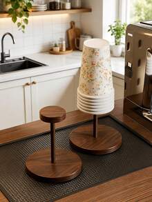 Wooden Coffee Cup Holder - Vertical Countertop Paper Cup Dispenser/Storage Rack; Space-Saving, Suitable For Home Kitchen, Coffee Bar, Office And Cafe; Modern Minimalist Design. - Multicolor - View 2