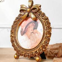 1PC Vintage Gold Pattern Resin Photo Frame, European Antique Gold Desktop Decorative Photo Frame, Gold Warm Home Desktop Decoration Photo Frame Ornament, Suitable For Photo Display And Photography Decoration Props - Multicolor - View 6