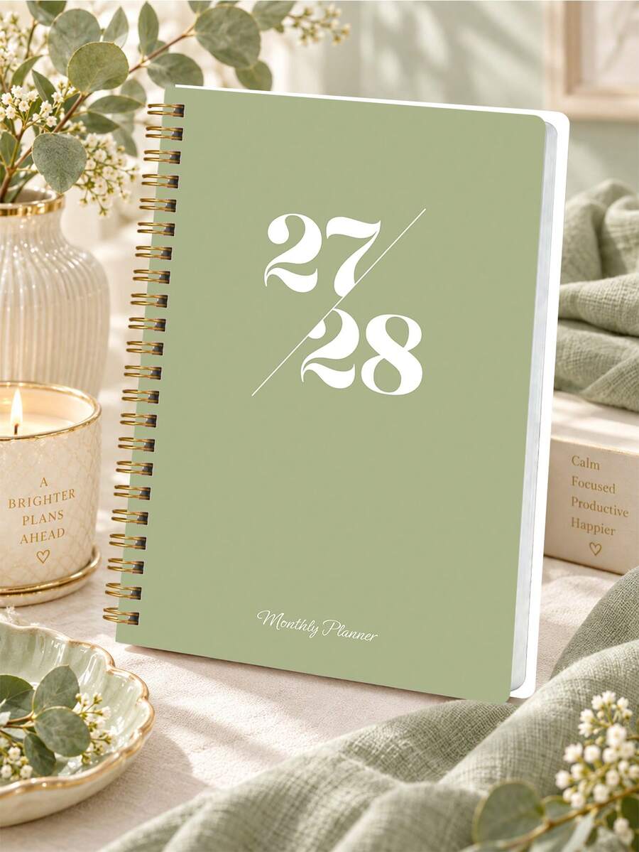 1pc 2027-2028 Weekly & Monthly Planner, A5 Spiral Bound Academic Planner Notebook For Work Schedules, Appointments & Daily Planning, Office Desk Accessories, Office Decor, Christmas Gifts - A - View 1