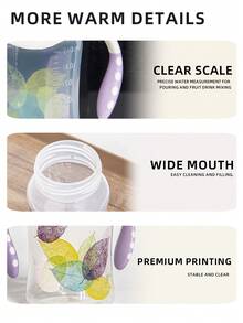 1PC 210ML Wide Mouth PP Baby Bottle, Soft Silicone Nipple Anti-Colic Anti-Choke, Heat Resistant & Drop-Proof, With Handle And Precise Scale, For Newborns, Infants, Babies, Drinking Milk And Water - Purple Version - View 9