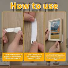 24/12/1pc Strong Nylon Picture Frame Hanging Strips, No-Drill Magic Double-Sided Removable Hooks, Strong Traceless Adhesive, Easy To Stick And Remove, Suitable For Picture Frames, Artwork, Photos, Mother's Day And Halloween Decorations - A - View 5